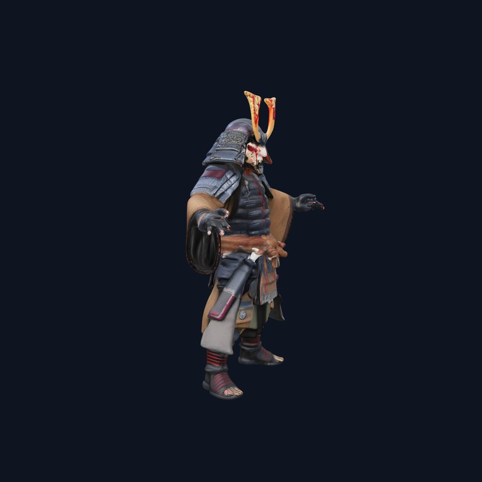 Samurai Warrior Rigged and Animated D Character Model